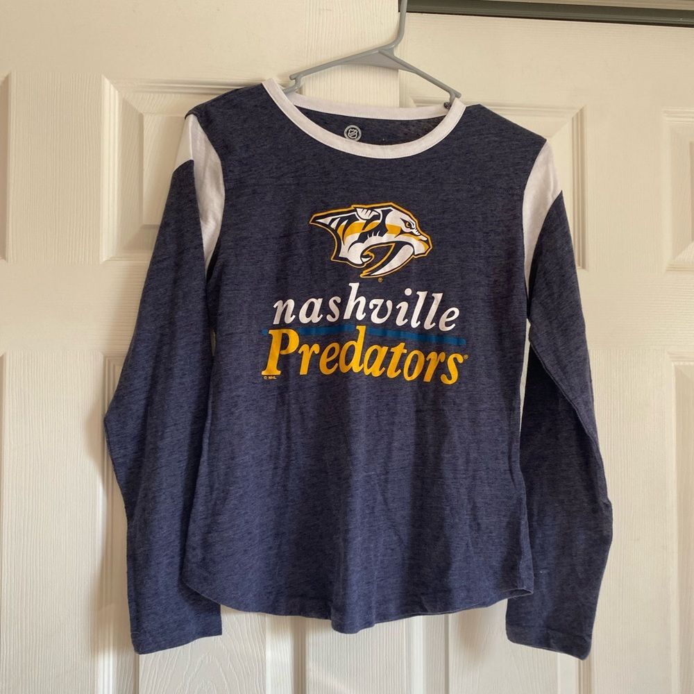 NHL Small navy blue yellow white hockey Nashville  predators Henley